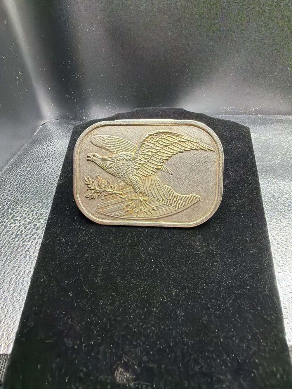 Vintage American Eagle Belt Buckle with Shield and Two-Tone Finish